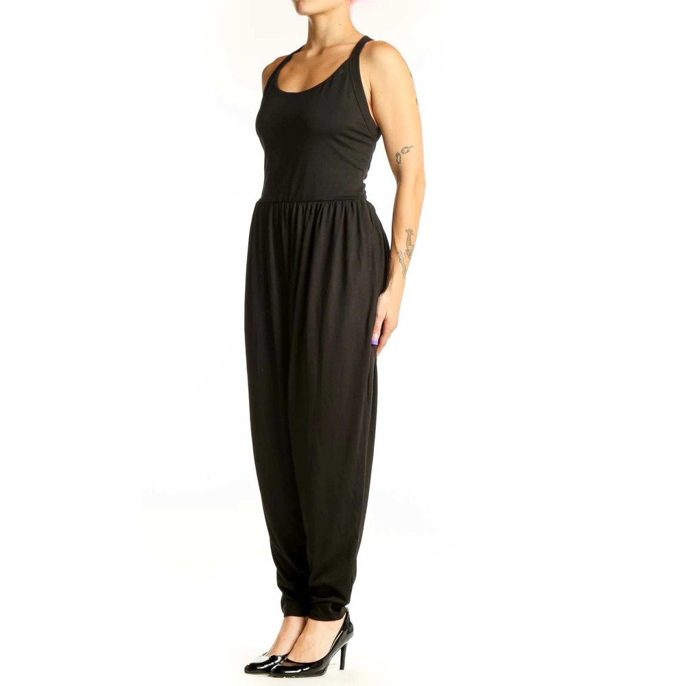 Halara Black Twist Back Jumpsuit Tapered Leg Harem Style Women's M - Picture 2 of 4